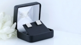 Round White Diamond Square Shape Pushback Stud Earring for Men & Women (Unisex) in 10K White Gold (0.34 ctw, Color I-J, Clarity I2-I3)