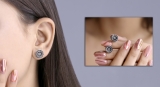 0.50 Carat (ctw) 14K White Gold Black and White Diamond Micro Pave Hip Hop Men's Stud Earrings 1/2 CT