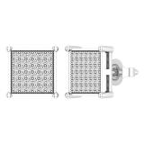 Round White Diamond Square Shape Pushback Stud Earring for Men & Women (Unisex) in 925 Sterling Silver (0.32 ctw Color I-J Clarity I2-I3)