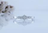 Round White Diamond 7 Stone Illusion Set Marquise Frame Ring for Women (0.10 ctw, Color I-J, Clarity I2-I3) in 925 Sterling Silver