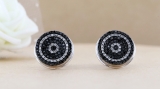 0.50 Carat (ctw) Sterling Silver Black and White Diamond Micro Pave Hip Hop Men's Stud Earrings 1/2 CT