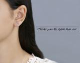 Round White Diamond Halo Circle Shape Unisex Pushback Stud Earrings (0.25 ctw, Color I-J, Clarity I2-I3) in 925 Sterling Silver