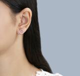 Round White Diamond Halo Circle Shape Unisex Screwback Stud Earrings (0.33 ctw, Color I-J, Clarity I2-I3) in 925 Sterling Silver