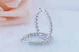 Round White Diamond Illusion Set Inside Out Hoop Earrings for Women (0.25 ctw, Color I-J, Clarity I2-I3) in 925 Sterling Silver