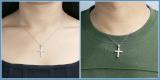Round White Diamond Unisex Cross Pendant with 18 Inch Silver Chain in 14K Yellow Gold (0.33 ctw, Color I-J, Clarity I1-I2)