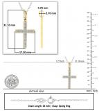 Round White Diamond Unisex Cross Pendant with 18 Inch Silver Chain in 14K Yellow Gold (0.33 ctw, Color I-J, Clarity I1-I2)