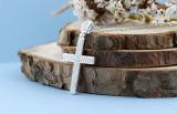 Round White Diamond Unisex Cross Pendant with 18 Inch Silver Chain in 925 Sterling Silver (0.33 ctw, Color I-J, Clarity I2-I3)