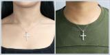 Round White Diamond Unisex Cross Pendant with 18 Inch Silver Chain in 10K Yellow Gold (0.50 ctw, Color I-J, Clarity I2-I3)
