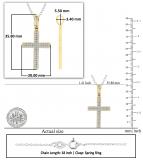 Round White Diamond Unisex Cross Pendant with 18 Inch Silver Chain in 10K Yellow Gold (0.50 ctw, Color I-J, Clarity I2-I3)