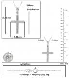 Round White Diamond Unisex Cross Pendant with 18 Inch Gold Chain in 10K White Gold (0.50 ctw, Color I-J, Clarity I2-I3)