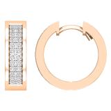 Round White Diamond Unisex Hinged Hoop Earrings (0.33 ctw, Color I-J, Clarity I1-I2) in 18K Rose Gold