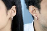Round White Diamond Unisex Hinged Hoop Earrings (0.33 ctw, Color I-J, Clarity I1-I2) in 18K Rose Gold