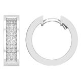 Round White Diamond Unisex Hinged Hoop Earrings (0.33 ctw, Color I-J, Clarity I2-I3) in 925 Sterling Silver