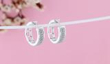 Round White Diamond Unisex Hinged Hoop Earrings (0.33 ctw, Color I-J, Clarity I2-I3) in 925 Sterling Silver