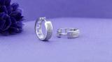 Round White Diamond Unisex Hinged Hoop Earrings (0.33 ctw, Color I-J, Clarity I2-I3) in 925 Sterling Silver
