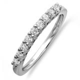 0.33 Carat (ctw) 14K White Gold Round Diamond Anniversary Ring Wedding Matching Band Guard 1/3 CT