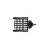 Round White Diamond Cluster Dice Shape Screwback Stud Earring (Only 1Pc) for Men & Women (Unisex) Black Plated 10K White Gold (0.36 ctw, Color I-J, Clarity I2-I3)