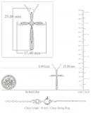 Round White Diamond Marquise Outlined Cross Pendant with 18 inch Silver Chain for Women (0.10 ctw, Color I-J, Clarity I2-I3) in 925 Sterling Silver