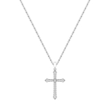 Round White Diamond Miligrain Cross Pendant for Women with 18 inch Gold Chain (0.22 ctw, Color I-J, Clarity I2-I3) in 10K White Gold
