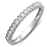 0.33 Carat (ctw) 14K White Gold Round Diamond Anniversary Ring Wedding Matching Guard Band 1/3 CT