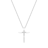 Round White Diamond Elegant Cross Pendant with 18 inch Silver Chain for Women (0.24 ctw, Color I-J, Clarity I2-I3) in 10K White Gold
