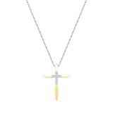 Round White Diamond Elegant Cross Pendant with 18 inch Silver Chain for Women (0.24 ctw, Color I-J, Clarity I1-I2) in 14K Yellow Gold