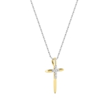 Round White Diamond Elegant Cross Pendant with 18 inch Silver Chain for Women (0.35 ctw, Color I-J, Clarity I1-I2) in 14K Yellow Gold