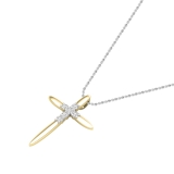 Round White Diamond Elegant Cross Pendant with 18 inch Silver Chain for Women (0.35 ctw, Color I-J, Clarity I1-I2) in 14K Yellow Gold