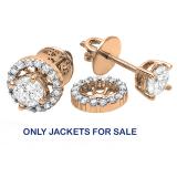 0.25 Carat (ctw) 14k Rose Gold Round Diamond Removable Jackets for Stud Earrings 1/4 CT