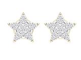 Round White Diamond Celestial Star Stud Earrings for Women (0.16 Ctw Color I-J Clarity I2-I3) in 10K Yellow Gold in Screw Back
