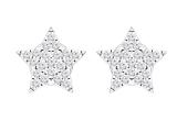 Round White Diamond Celestial Star Stud Earrings for Women (0.16 Ctw Color I-J Clarity I2-I3) in 925 Sterling Silver in Pus Back