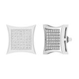 Round White Diamond Concave Unisex Stud Earrings (0.66 ctw, Color I-J, Clarity I2-I3) in 10K White Gold in Push Back
