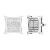 Round White Diamond Concave Unisex Stud Earrings (0.66 ctw, Color I-J, Clarity I2-I3) in 10K White Gold in Screw Back