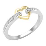 Round White Diamond Open Heart Two Tone Promise Ring for Her (Diamond 0.09 ctw, Color I-J, Clarity I2-I3) in 10K White & Yellow Gold