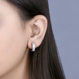 Round White Diamond 3 Row Unisex Hoop Earrings (0.50 ctw, Color I-J, Clarity I2-I3) in 925 Sterling Silver