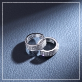 Round White Diamond 3 Row Unisex Hoop Earrings (0.50 ctw, Color I-J, Clarity I2-I3) in 925 Sterling Silver