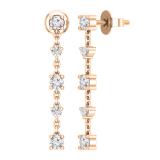 0.51 Carat (ctw) Round White Diamond Drop Earrings for Her in 10K Rose Gold in Push Back
