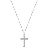 0.10 Carat (ctw) Round White Diamond Divine Cross Pendant with 18 inch Silver Chain in 925 Sterling Silver