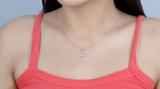 0.10 Carat (ctw) Round White Diamond Divine Cross Pendant with 18 inch Silver Chain in 925 Sterling Silver