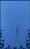 0.10 Carat (ctw) Round White Diamond Divine Cross Pendant with 18 inch Silver Chain in 925 Sterling Silver
