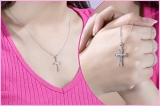 0.23 Carat (ctw) Round White Diamond Delicate Cross Pendant with 18 inch Silver Chain for Women in 925 Sterling Silver