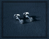 Round White Diamond Bezel Set Solitaire Post Stud Earrings for Her (0.07 ctw, Color I-J, Clarity I2-I3) in 10K White Gold in Push Back