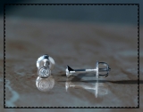 Round White Diamond Bezel Set Solitaire Post Stud Earrings for Her (0.07 ctw, Color I-J, Clarity I2-I3) in 10K White Gold in Screw Back