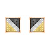 0.06 Carat (ctw) Round Black Yellow White & Metal Alternate Diamond Square Frame (Unisex) Stud Earrings in 10K Rose Gold in Push Back