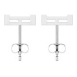 0.06 Carat (ctw) Round Black Yellow White & Metal Alternate Diamond Square Frame (Unisex) Stud Earrings in 925 Sterling Silver in Push Back