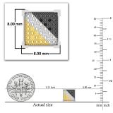 0.06 Carat (ctw) Round Black Yellow White & Metal Alternate Diamond Square Frame (Unisex) Stud Earrings in 925 Sterling Silver in Push Back
