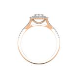 Round White Diamond Cushion Cluster Two Layered Framed Split Shank Engagement Ring for Women (0.35 ctw Color I-J Clarity I1-I2) in 14K Rose Gold