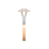 Round White Diamond Cushion Cluster Two Layered Framed Split Shank Engagement Ring for Women (0.35 ctw Color I-J Clarity I1-I2) in 14K Rose Gold