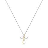 Round White Diamond Infinity Cross Pendant with 18 inch Silver Chain for Women (0.26 ctw, Color I-J, Clarity I1-I2) in 14K Yellow Gold