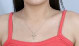 Round White Diamond Infinity Cross Pendant with 18 inch Silver Chain for Women (0.26 ctw, Color I-J, Clarity I1-I2) in 14K Yellow Gold